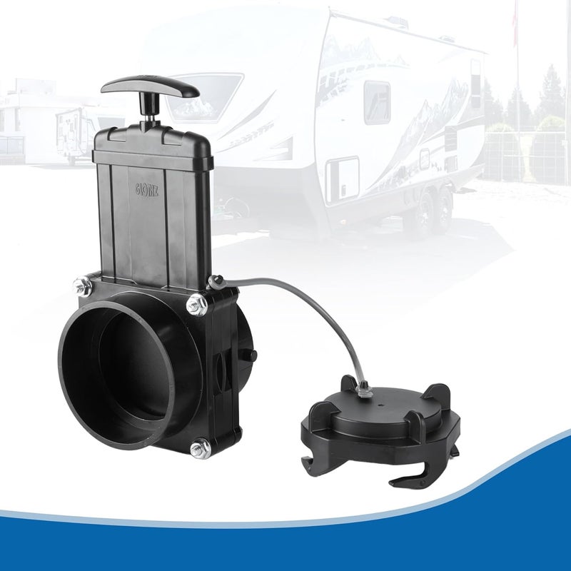 GLOBIZ RV Gate Valve 3-Inch Hub to 3-Inch Lug with Cap Glue on 3" PVC Sewer Pipe with Cement UV-Resistant Plastic Made(1Pack) Black(8051) - Image 2